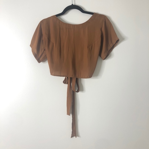 Toby Heart Ginger Tops - Toby Heart Ginger Brown Cropped Tie Back Blouse
